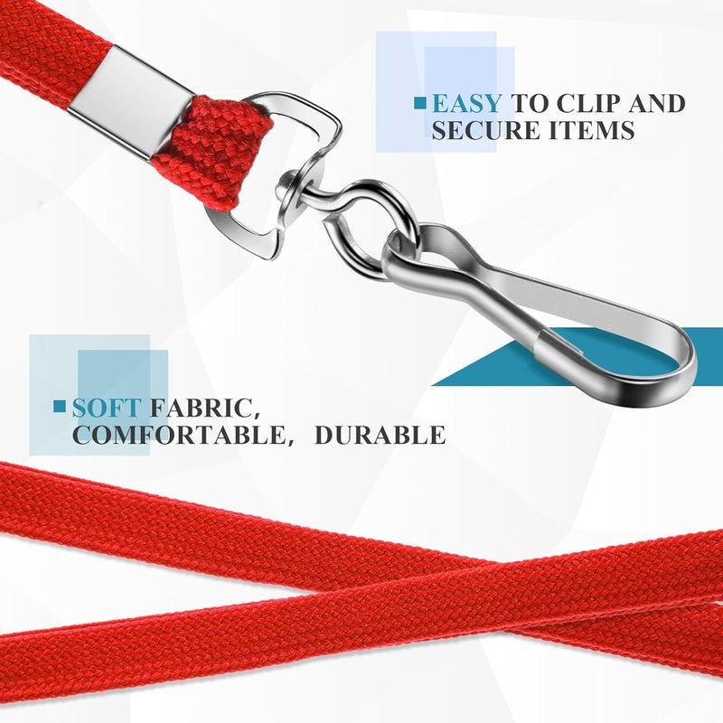 koorito 50 Pcs Badge Lanyards Flat Lanyards for ID Badges Bulk lanyard with Swivel J Hook Clip for Office Worker, Student, Teacher (Red) - Image 4